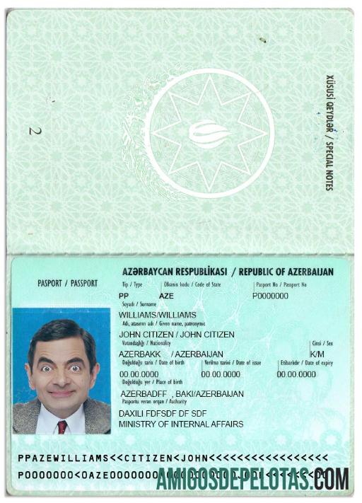 Passaporte do Azerbaijão Versão 2 baixar para verificação